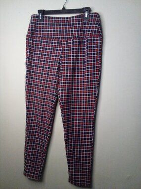 Suave Leggings Women L Tummy Control Plaid Red Black